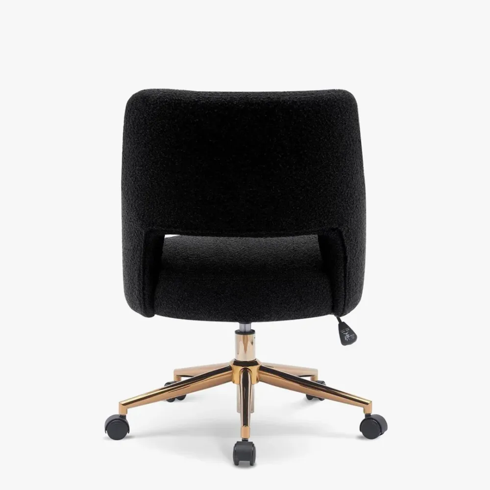 Mid-Century Modern Office Vanity Swivel Chair with Wheels in Black Single