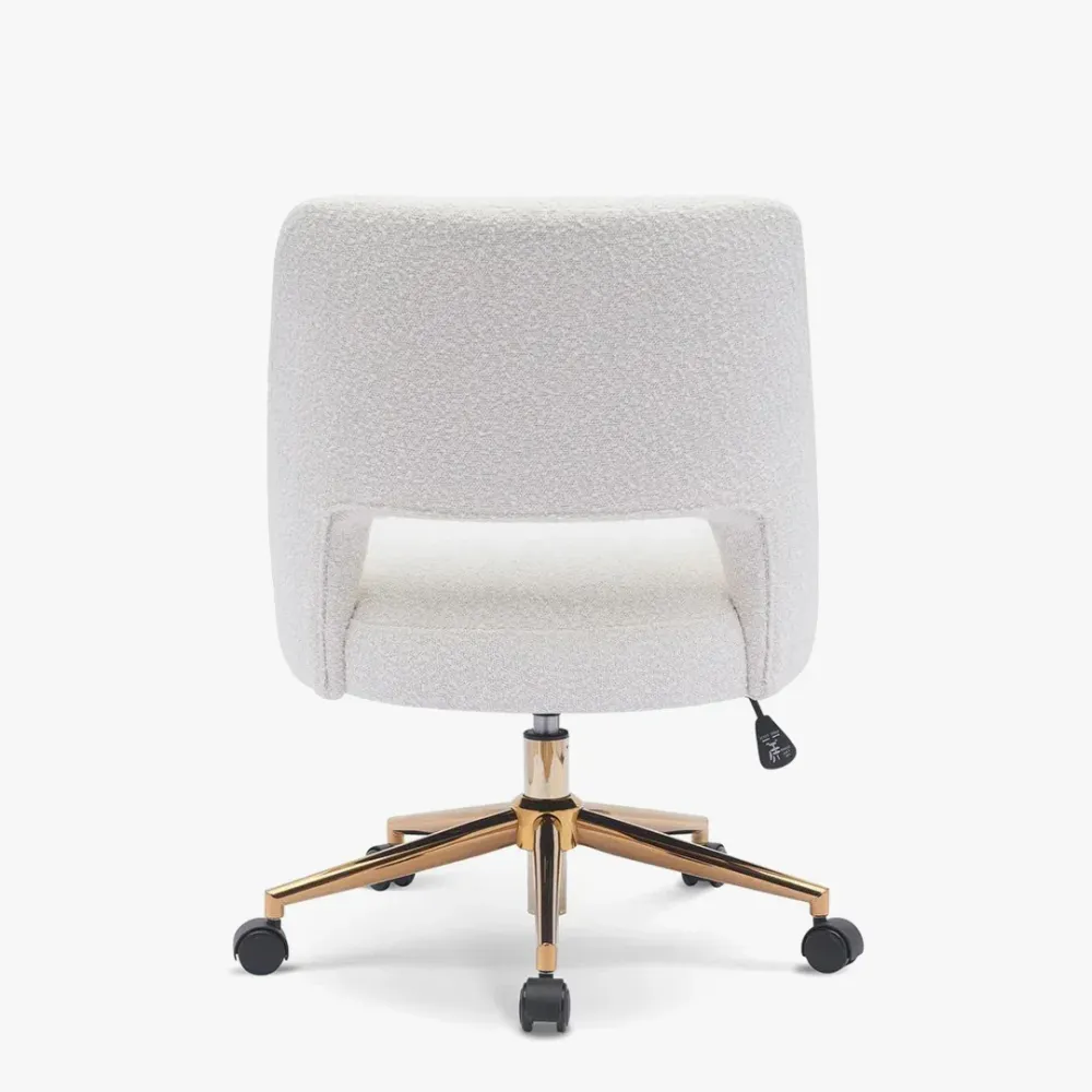 Mid-Century Modern Office Vanity Swivel Chair with Wheels in Cream Single