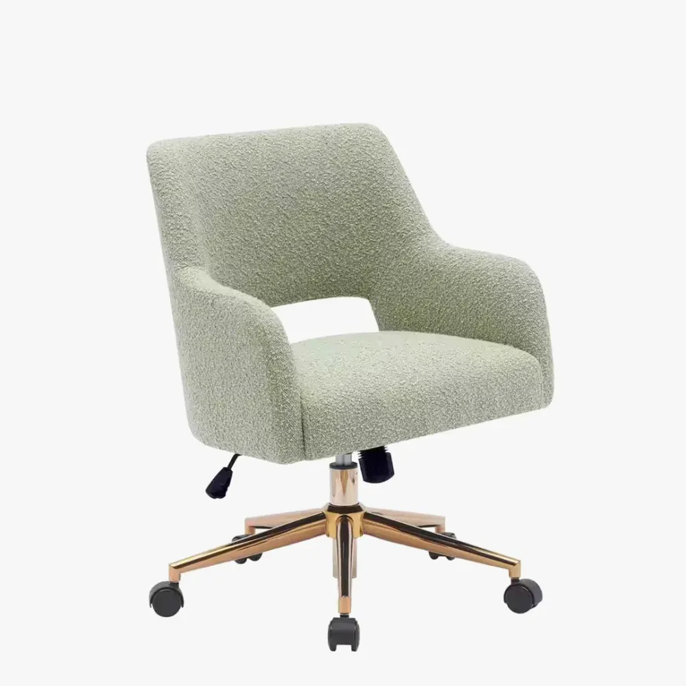 Mid-Century Modern Office Vanity Swivel Chair with Wheels in Desert Sage Single