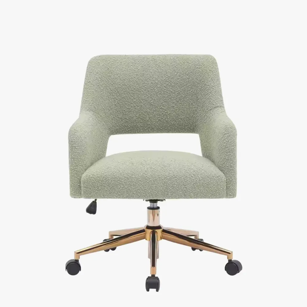 Mid-Century Modern Office Vanity Swivel Chair with Wheels in Desert Sage Single
