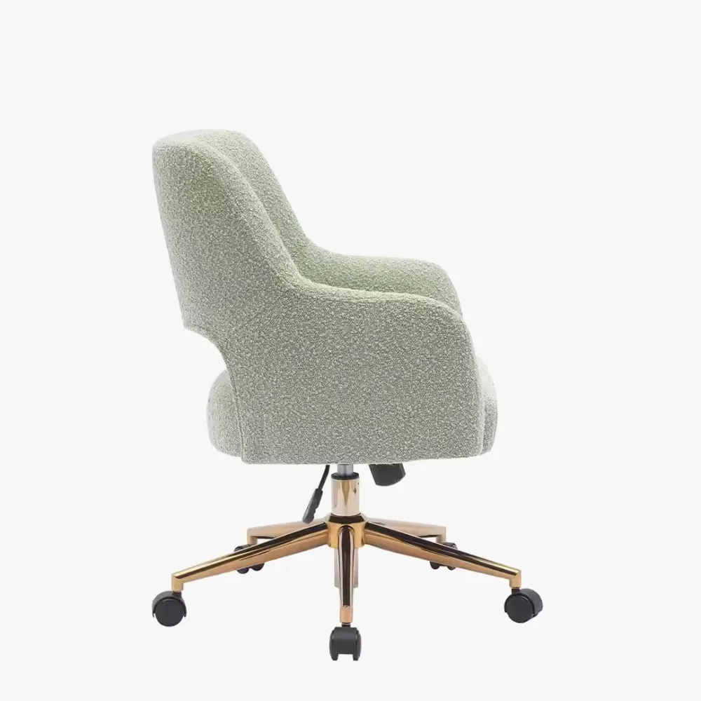 Mid-Century Modern Office Vanity Swivel Chair with Wheels in Desert Sage Single