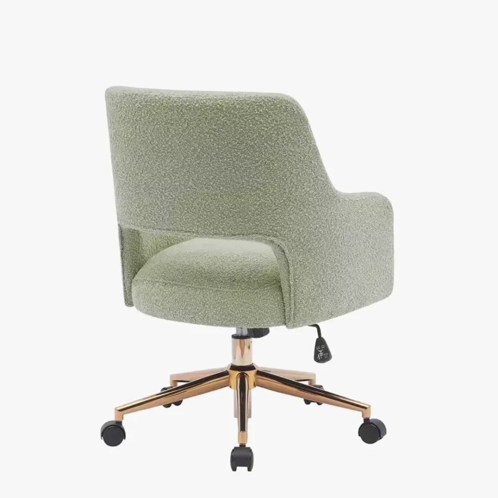 Mid-Century Modern Office Vanity Swivel Chair with Wheels in Desert Sage Single