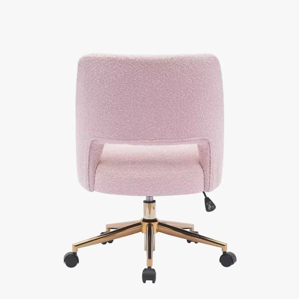Mid-Century Modern Office Vanity Swivel Chair with Wheels in Dusty Peach Single