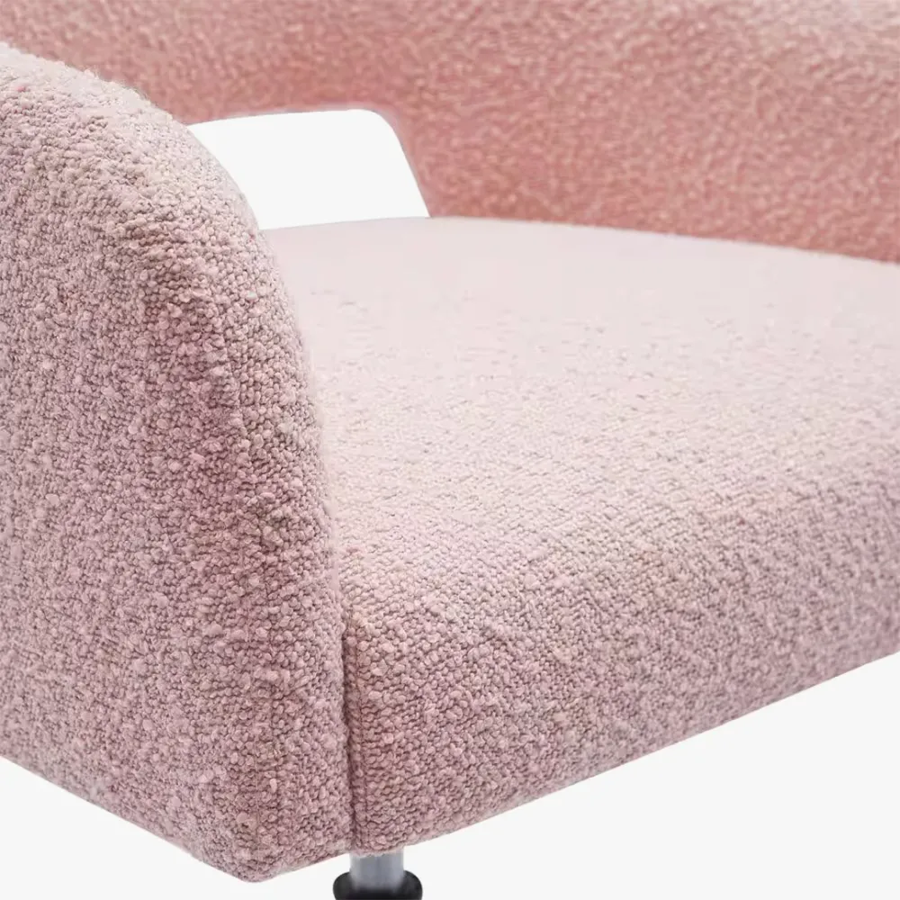 Mid-Century Modern Office Vanity Swivel Chair with Wheels in Dusty Peach Single