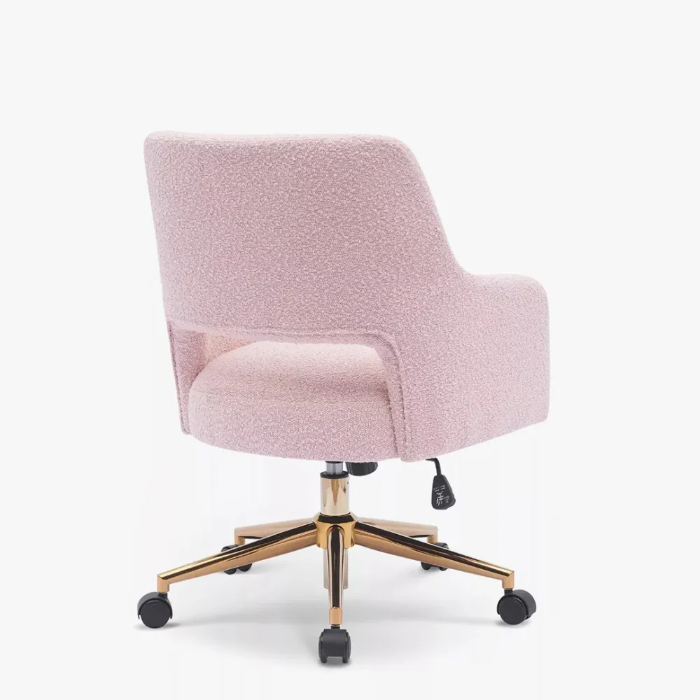 Mid-Century Modern Office Vanity Swivel Chair with Wheels in Dusty Peach Single