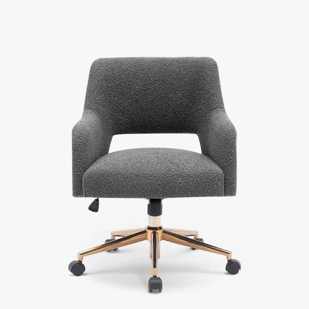 Mid-Century Modern Office Vanity Swivel Chair with Wheels in Gray Single