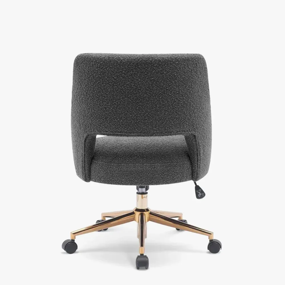 Mid-Century Modern Office Vanity Swivel Chair with Wheels in Gray Single