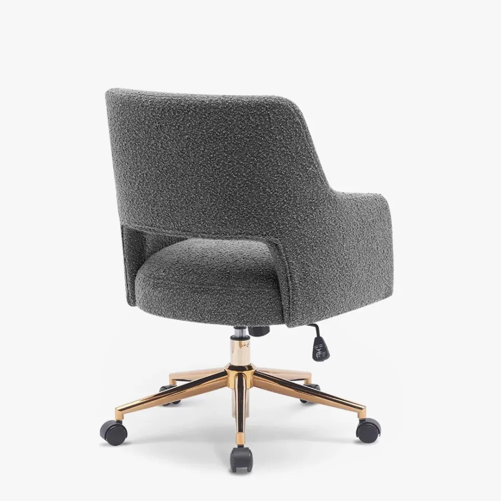 Mid-Century Modern Office Vanity Swivel Chair with Wheels in Gray Single