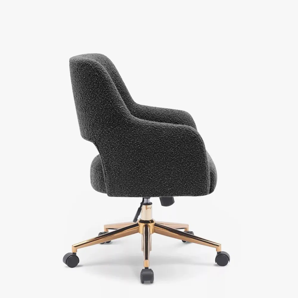 Mid-Century Modern Office Vanity Swivel Chair with Wheels in Gray Single