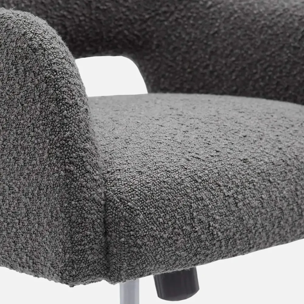 Mid-Century Modern Office Vanity Swivel Chair with Wheels in Gray Single