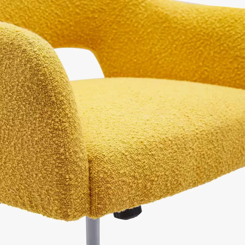 Mid-Century Modern Office Vanity Swivel Chair with Wheels in Mustard Single