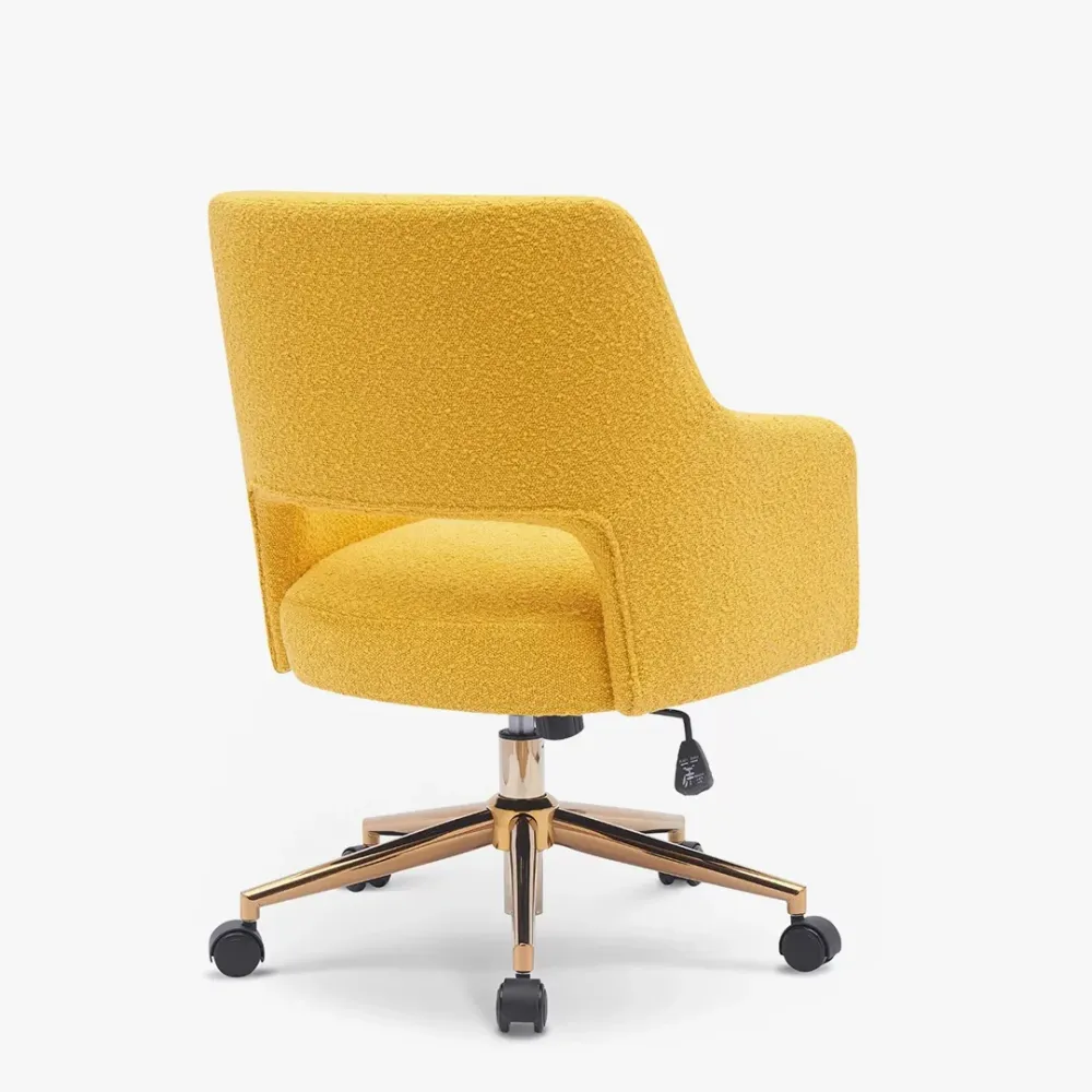 Mid-Century Modern Office Vanity Swivel Chair with Wheels in Mustard Single