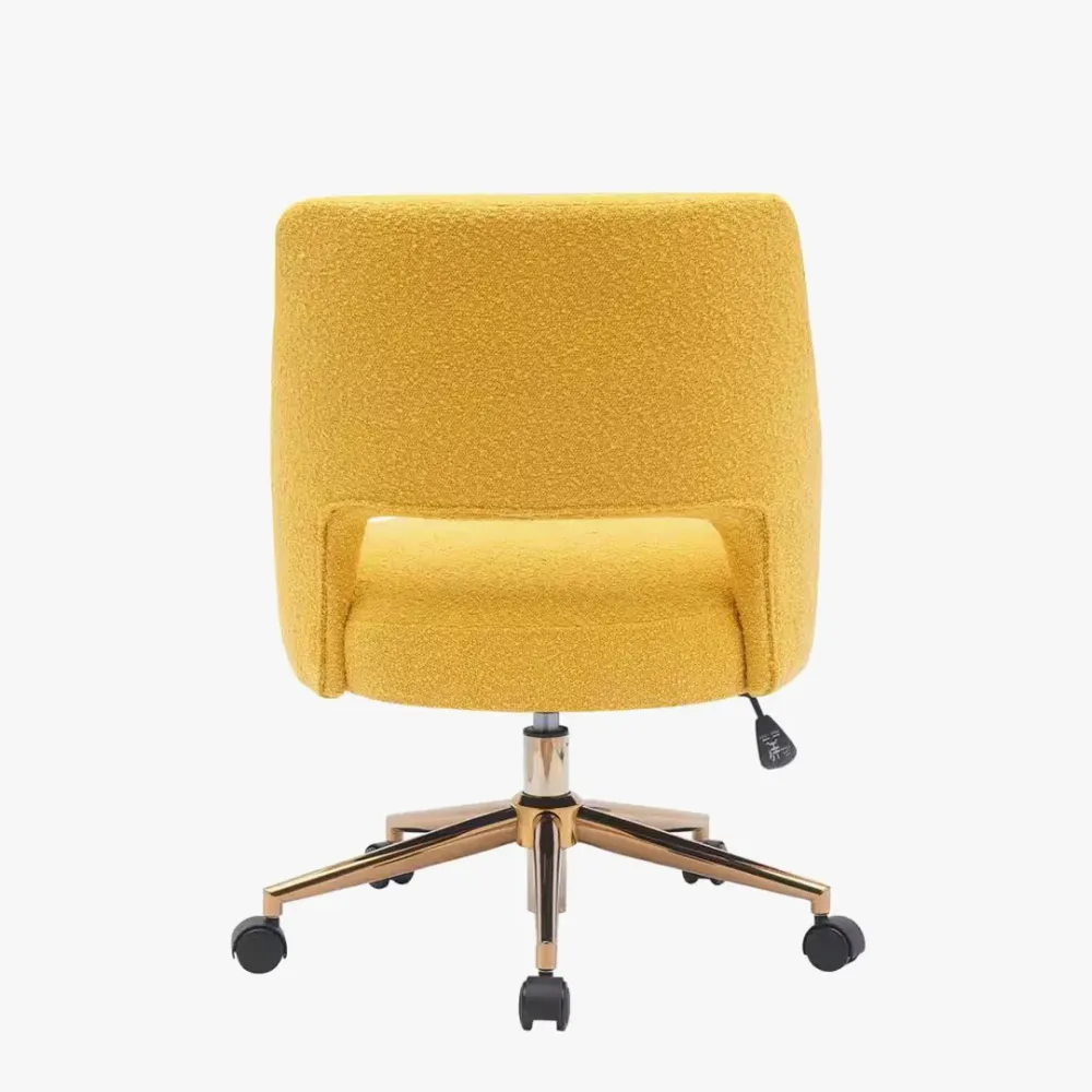 Mid-Century Modern Office Vanity Swivel Chair with Wheels in Mustard Single