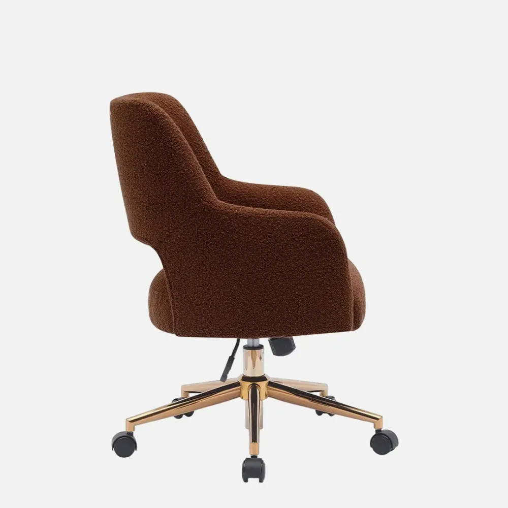 Mid-Century Modern Office Vanity Swivel Chair with Wheels in Rust Orange Single
