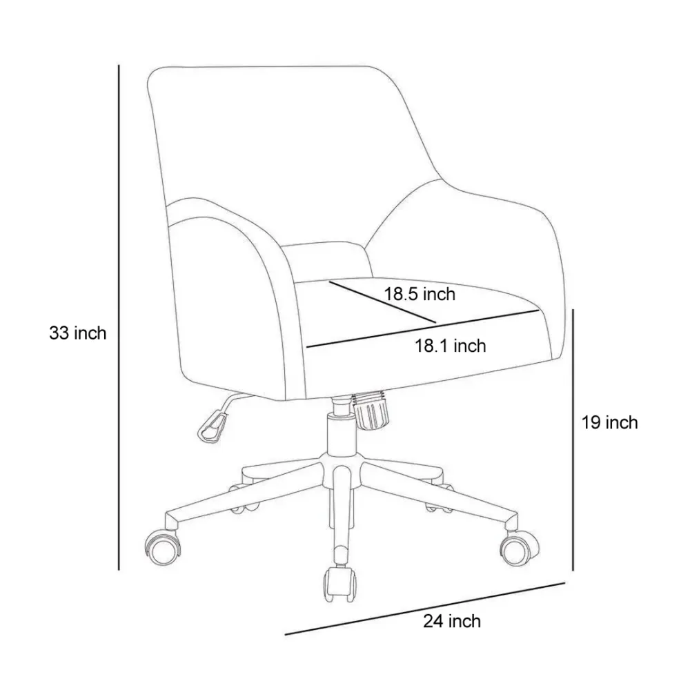Mid-Century Modern Office Vanity Swivel Chair with Wheels in Mustard Single