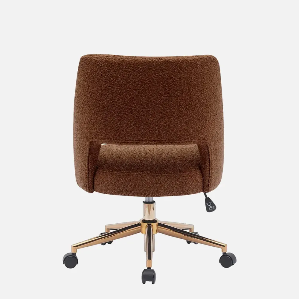 Mid-Century Modern Office Vanity Swivel Chair with Wheels in Rust Orange Single