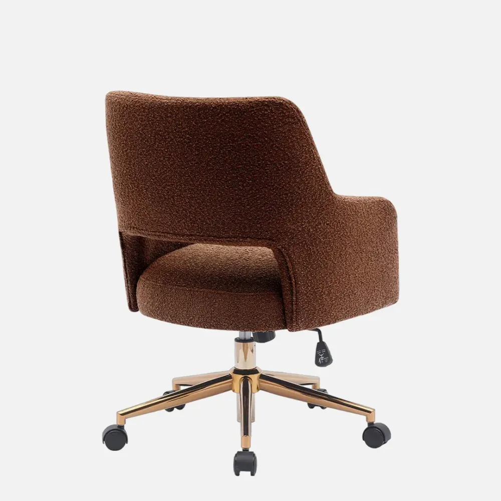 Mid-Century Modern Office Vanity Swivel Chair with Wheels in Rust Orange Single