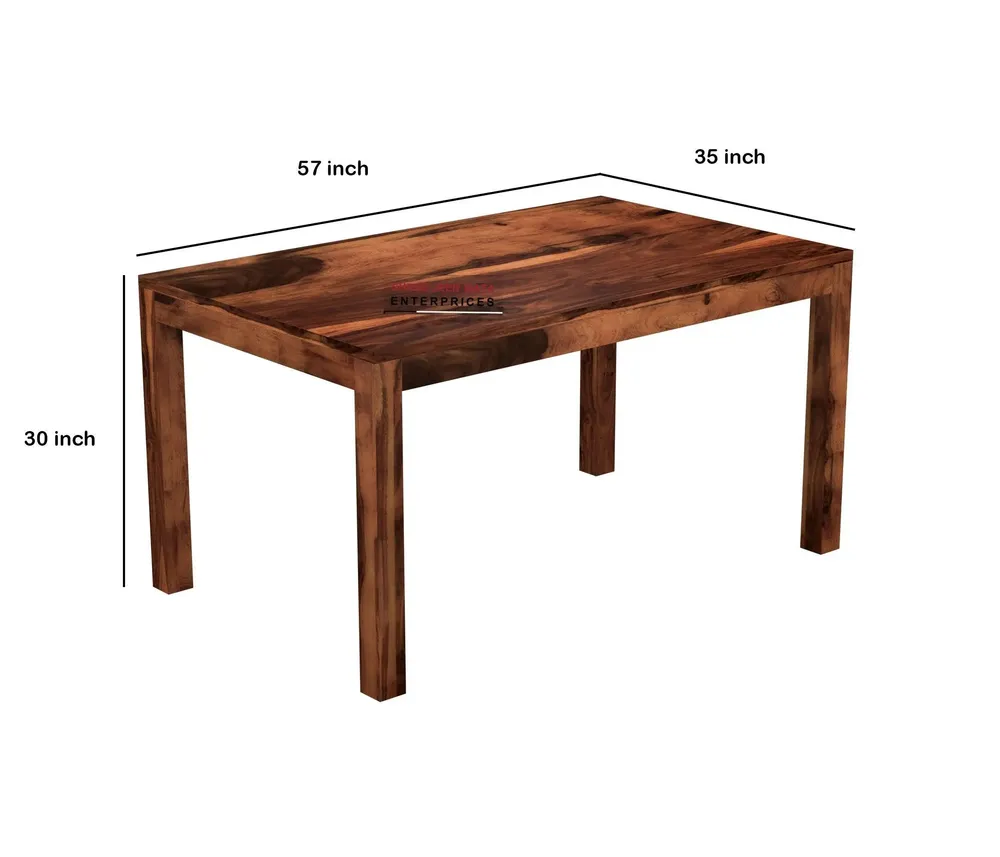 Mid-Century Style Sheesham Wood Dining Table 6 Seater With Padded seats