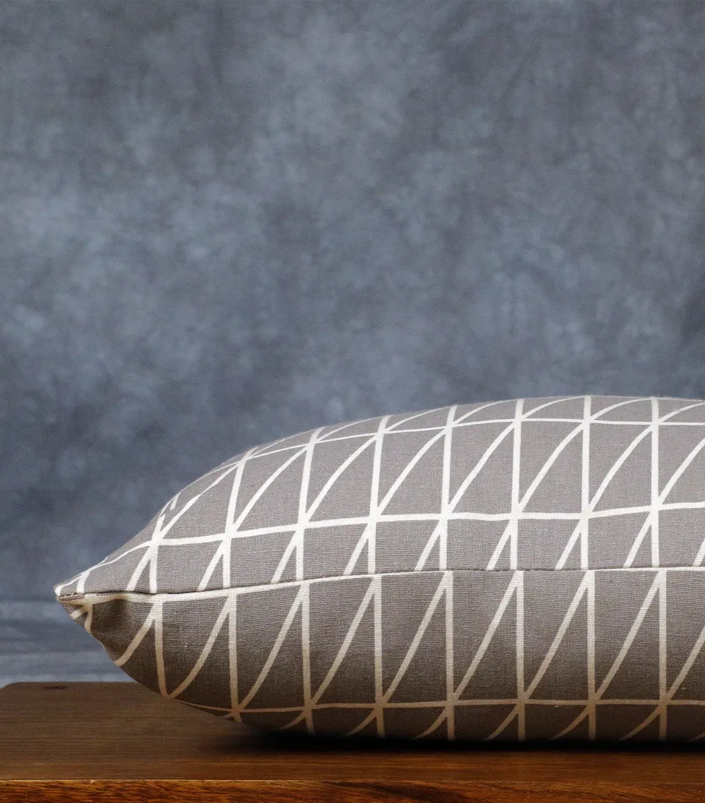 Mid Gray Parallel Line Stripe Print Cushion Cover