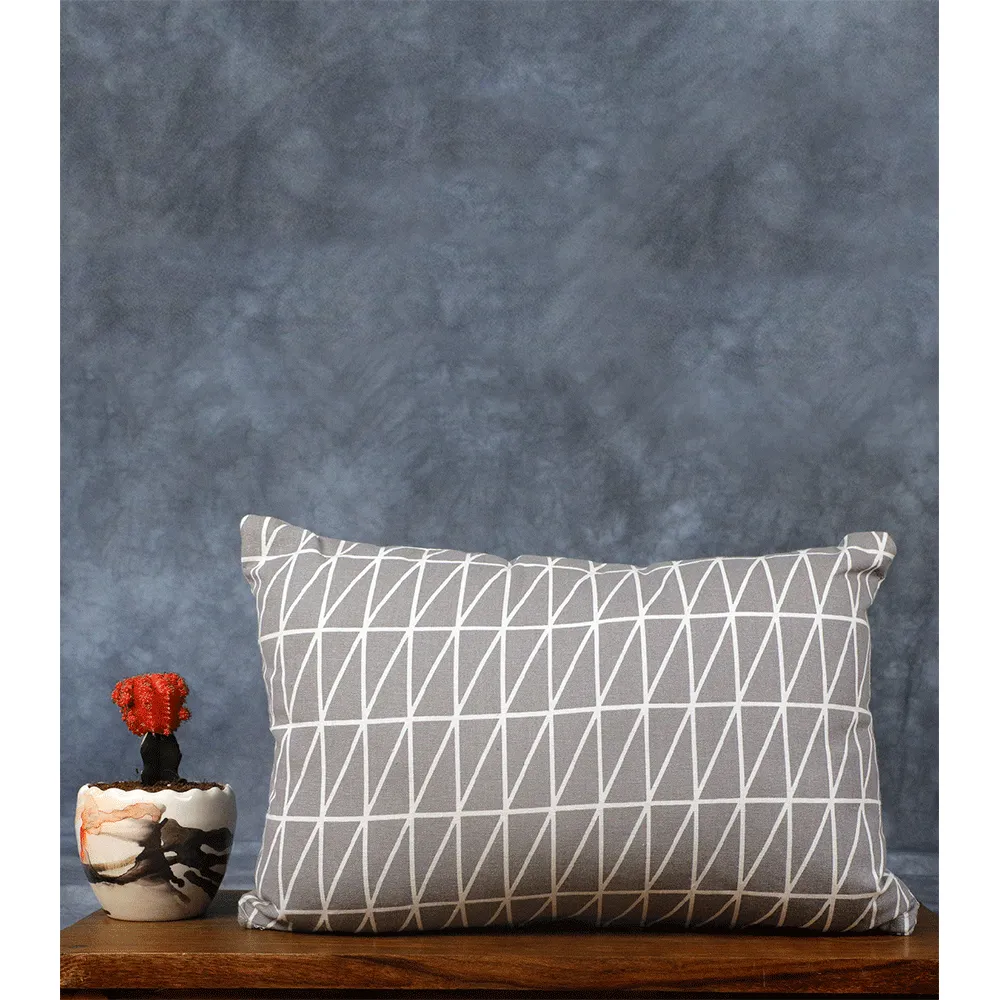 Mid Gray Parallel Line Stripe Print Cushion Cover