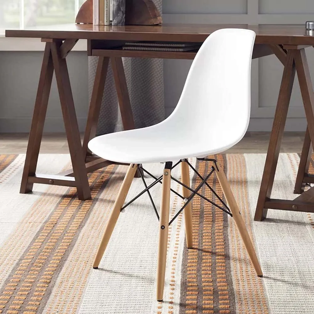 Milk White Light Weight Contemporary Accent Chair Pack Of 1, 2 & 4