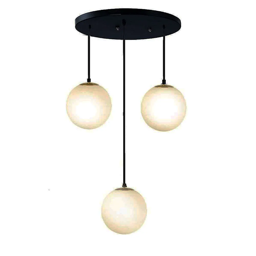 Milky White Globes Trio Classic Ceiling Light