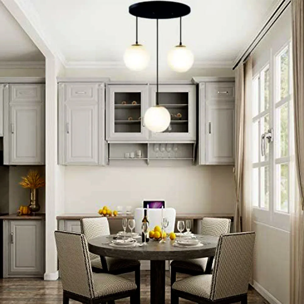Milky White Globes Trio Classic Ceiling Light