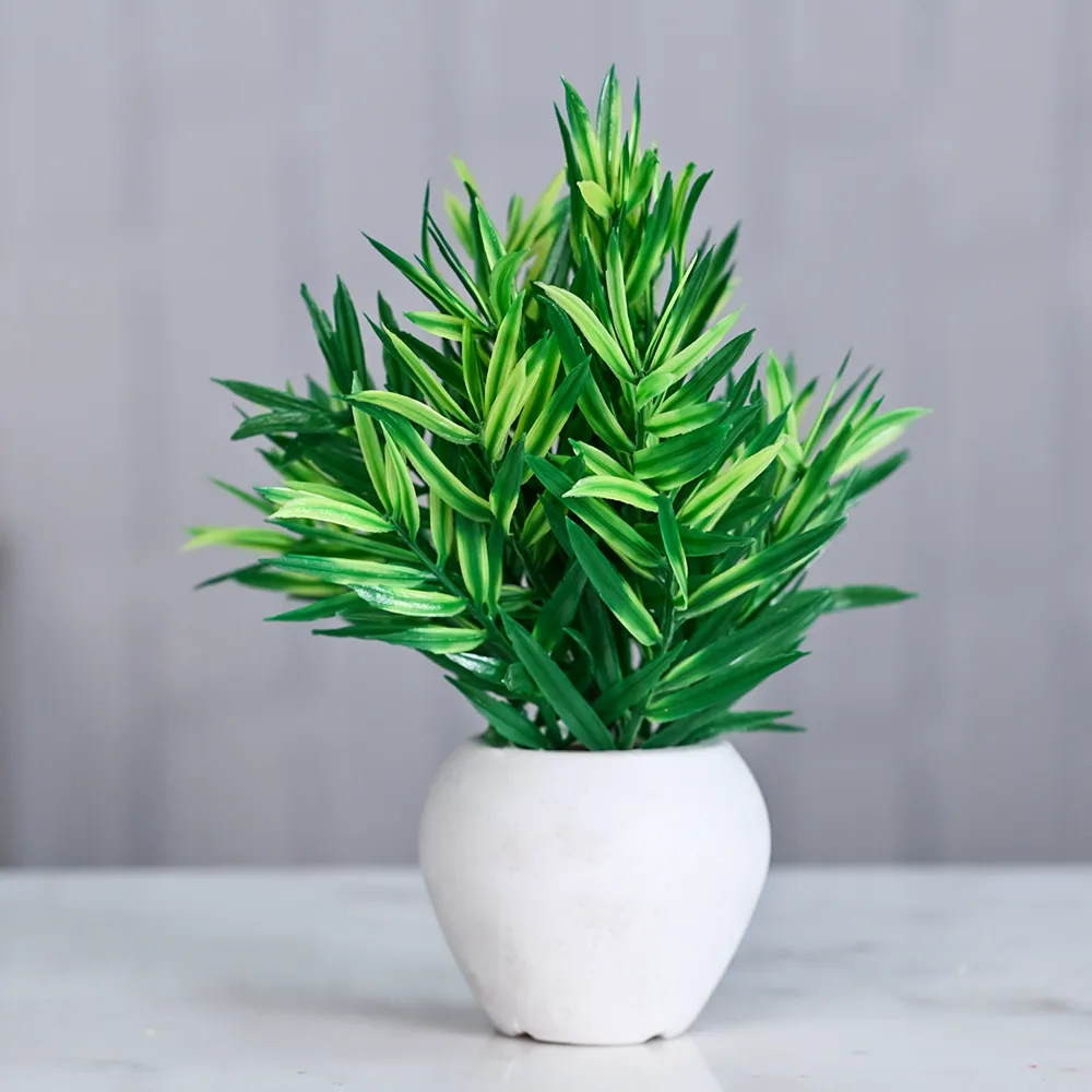 Mini Bunch Lush Green Artificial Plant With Pot