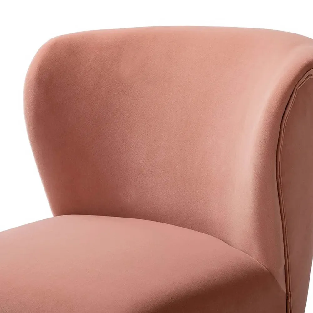 Minimalist Baby Pink Velvet Lounge Chairs Set Of 2 Single