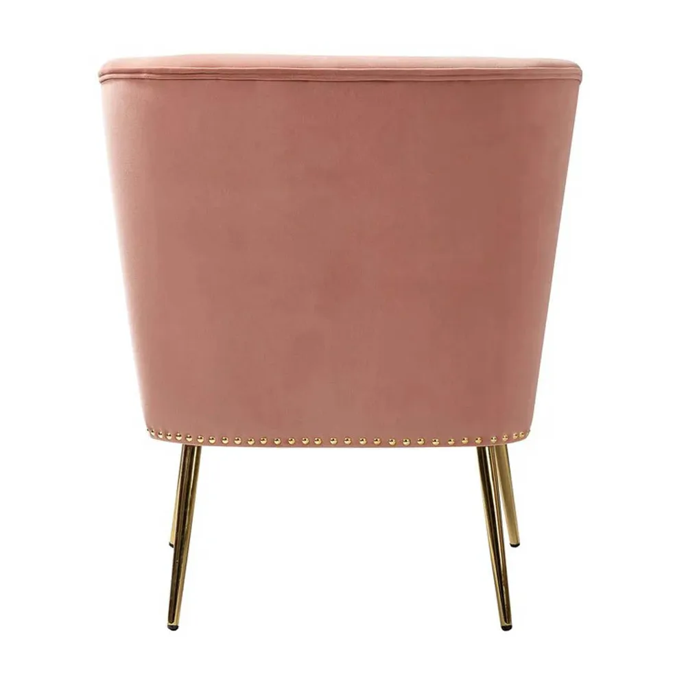 Minimalist Baby Pink Velvet Lounge Chairs Set Of 2 Single