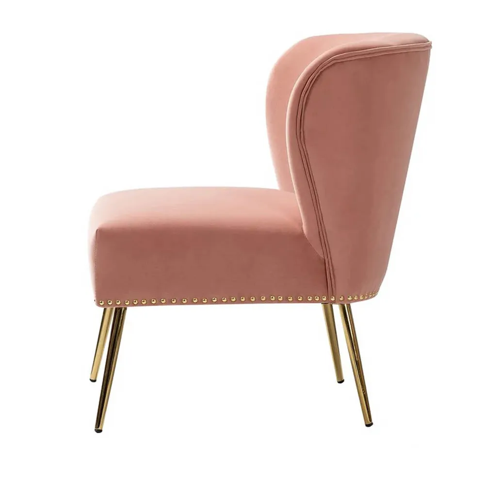 Minimalist Baby Pink Velvet Lounge Chairs Set Of 2 Single