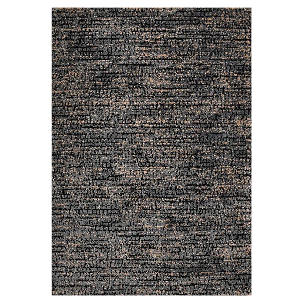 Minimalist Black and Grey Abstract Print Polyester Carpet 2X5