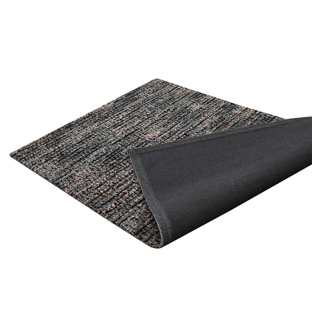 Minimalist Black and Grey Abstract Print Polyester Carpet 2X5