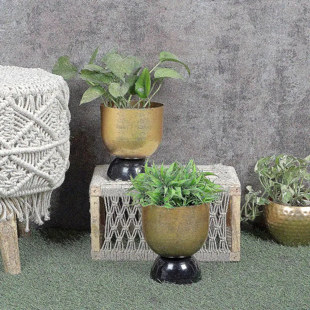 Minimalist Black & Gold Double Layer Detachable Cable Planter Set of 2