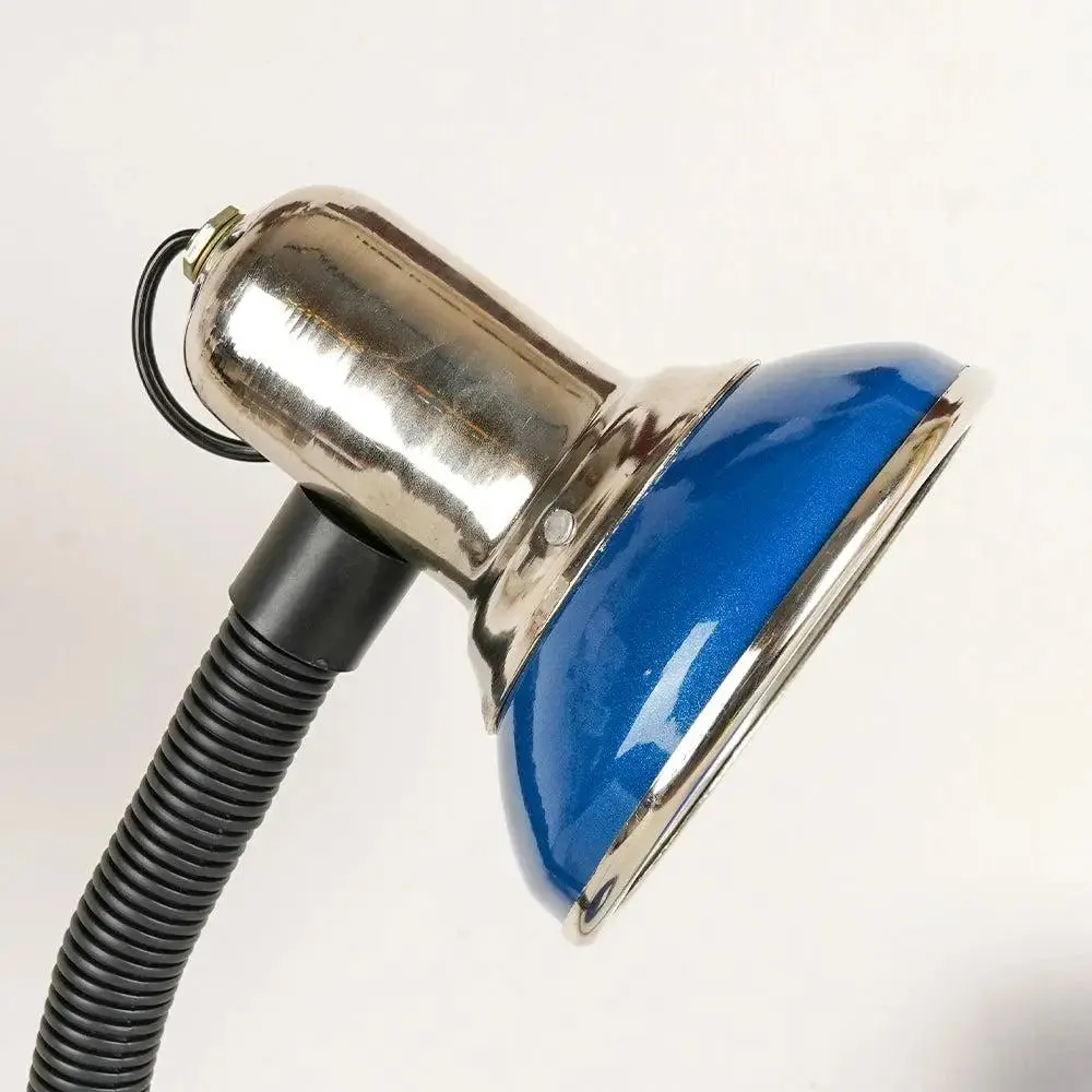 Minimalist Blue & Chrome-finished Table Lamp for Study Area with Adjustable Neck