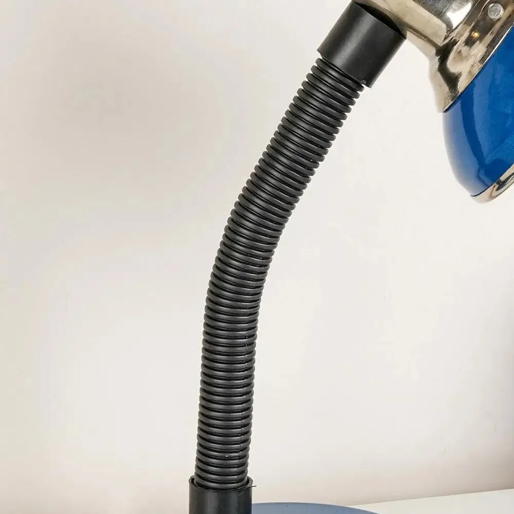 Minimalist Blue & Chrome-finished Table Lamp for Study Area with Adjustable Neck