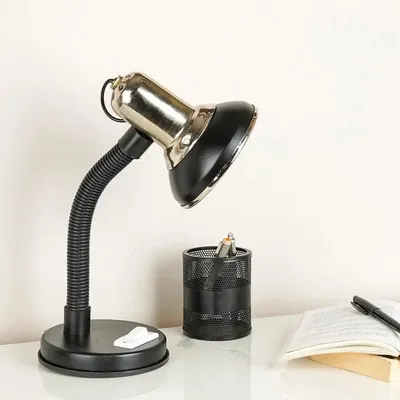 Minimalist Chrome-finished Table Lamp for Study Area with Adjustable Neck