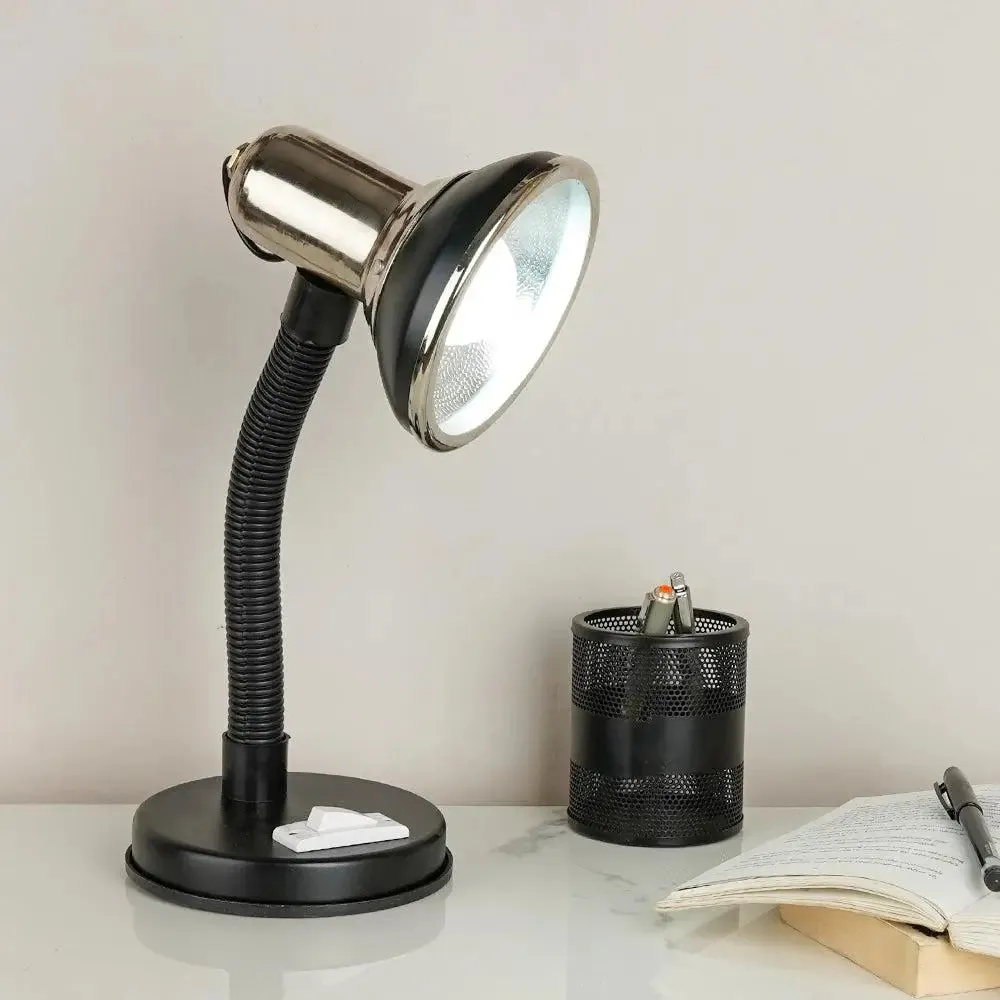Minimalist Chrome-finished Table Lamp for Study Area with Adjustable Neck
