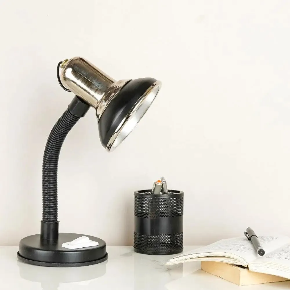 Minimalist Chrome-finished Table Lamp for Study Area with Adjustable Neck