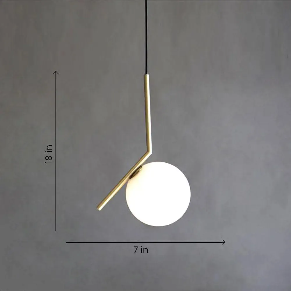 Minimalist Frosted Glass Globe Celing Light With Luxurious Gold Finish Metal Single Piece