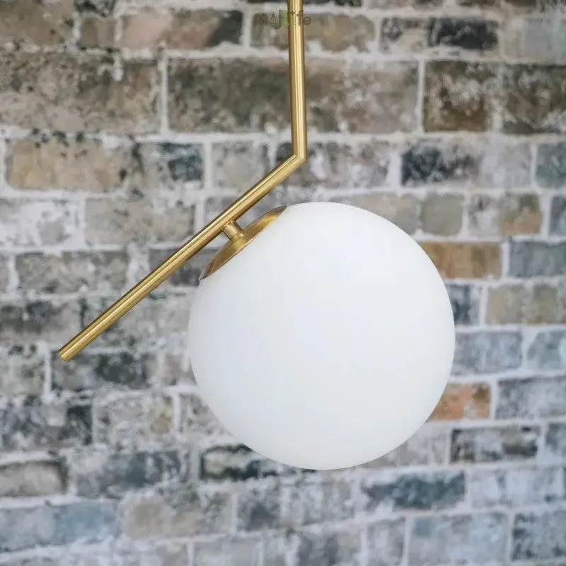 Minimalist Frosted Glass Globe Celing Light With Luxurious Gold Finish Metal Single Piece