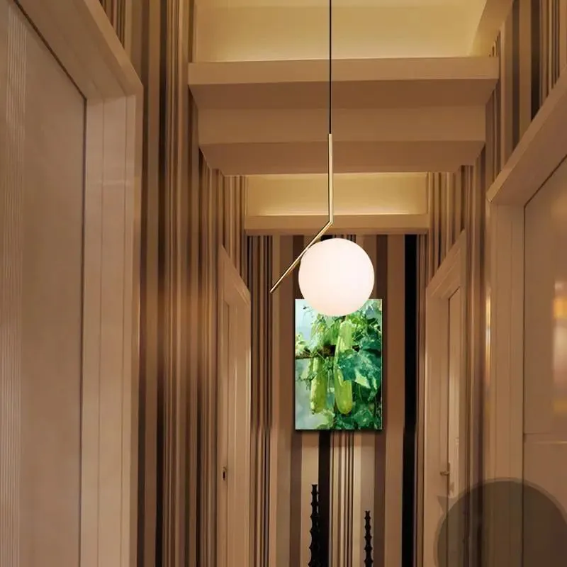 Minimalist Frosted Glass Globe Celing Light With Luxurious Gold Finish Metal Single Piece