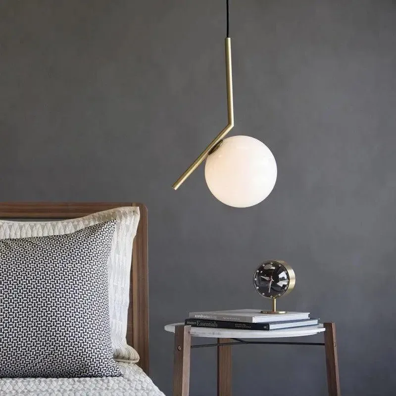 Minimalist Frosted Glass Globe Celing Light With Luxurious Gold Finish Metal Single Piece