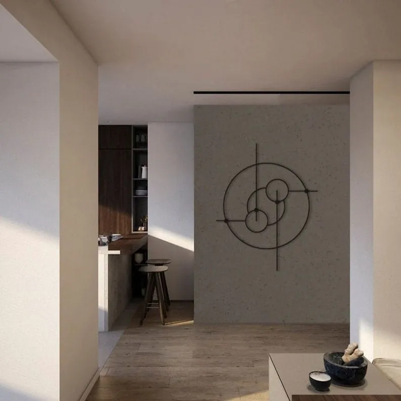 Minimalist Geometric Round Metal Wall Art