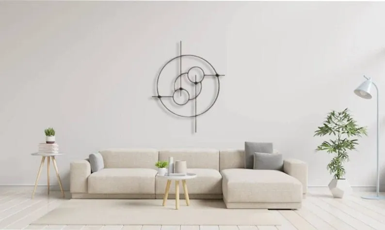Minimalist Geometric Round Metal Wall Art