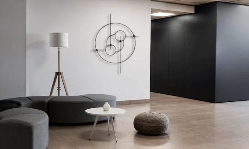 Minimalist Geometric Round Metal Wall Art