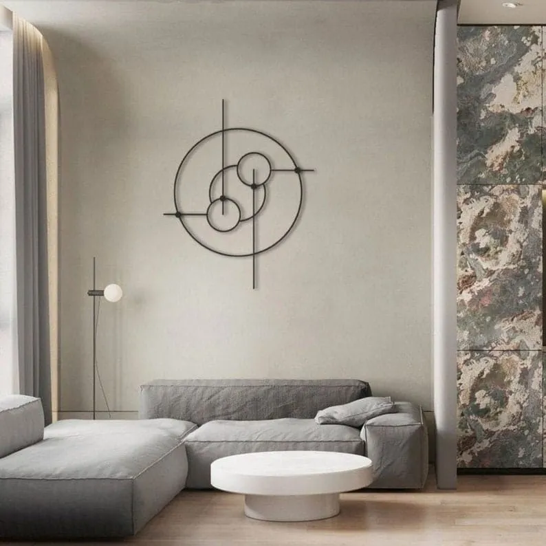 Minimalist Geometric Round Metal Wall Art