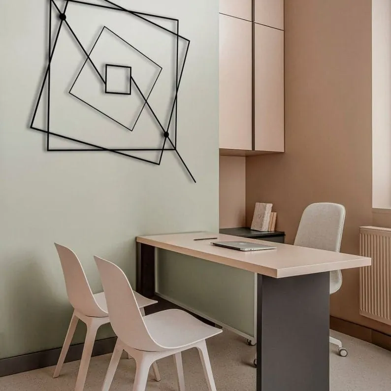 Minimalist Geometric Squares Metal Wall Art