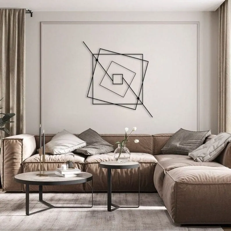 Minimalist Geometric Squares Metal Wall Art
