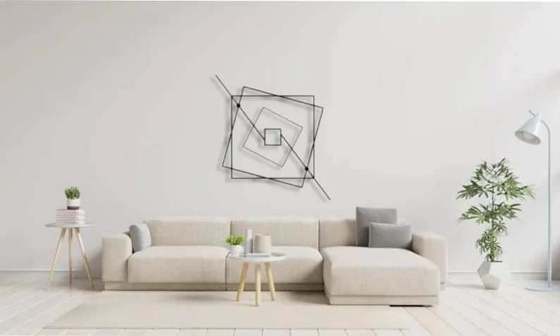 Minimalist Geometric Squares Metal Wall Art
